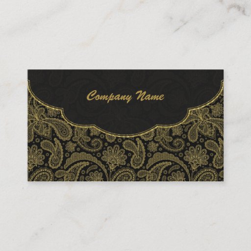 Customizable Black &amp; Gold Ornate Paisley Pattern Business Card Templates