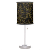 Black Gold Outline Floral Damask Table Lamp (Left)