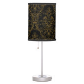 Black Gold Outline Floral Damask Table Lamp (Right)