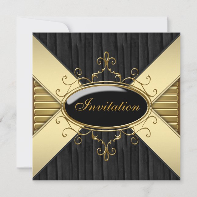 Black Gold Party Invitation (Front)