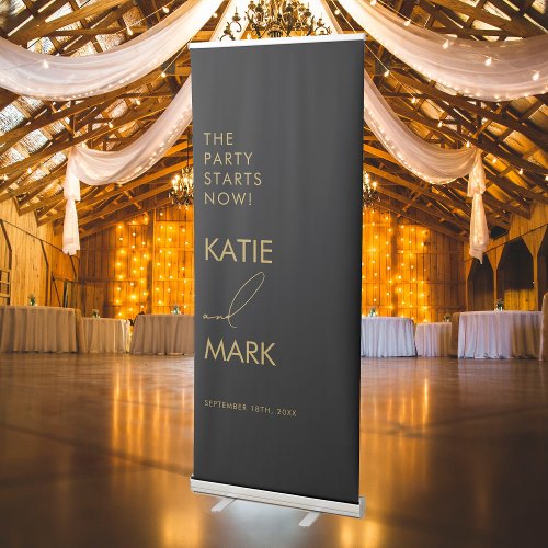 Black Gold Party Starts Now Wedding Welcome Sign