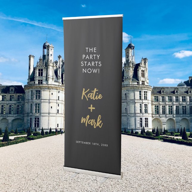 Black Gold Party Starts Now Wedding Welcome Sign (Black Gold Party Starts Now Wedding Welcome Sign)