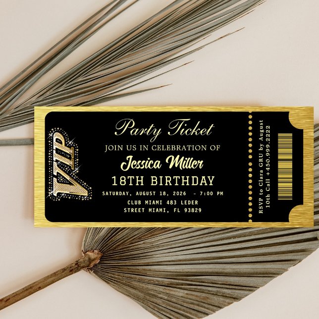 Black & Gold Party Ticket Invitation (Creator Uploaded)