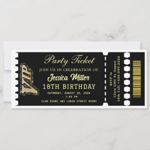 Black & Gold Party Ticket Invitation