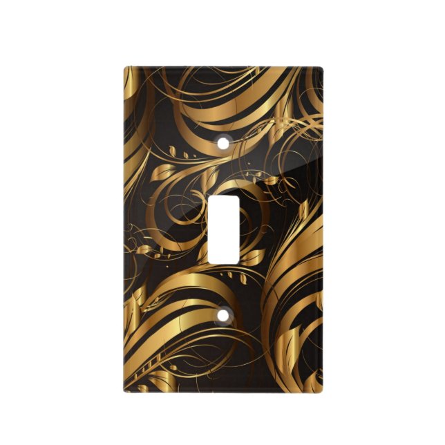 Black & Gold Patterns Style: Light Switch Cover (Front)