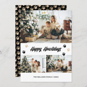 Black Gold Paws Photo Happy Howlidays Holiday Card