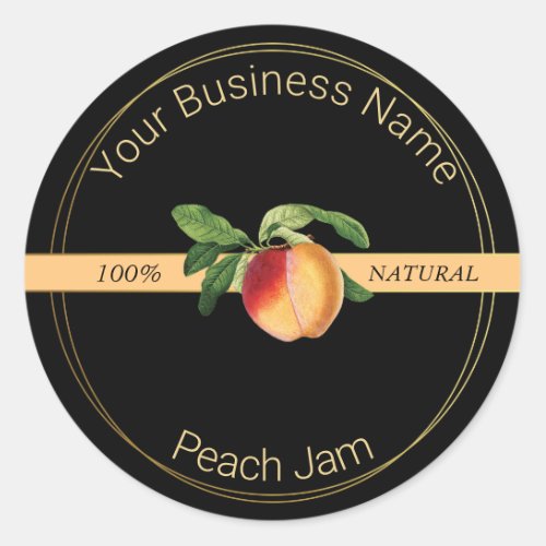 Black  Gold Peach Jam Product Label