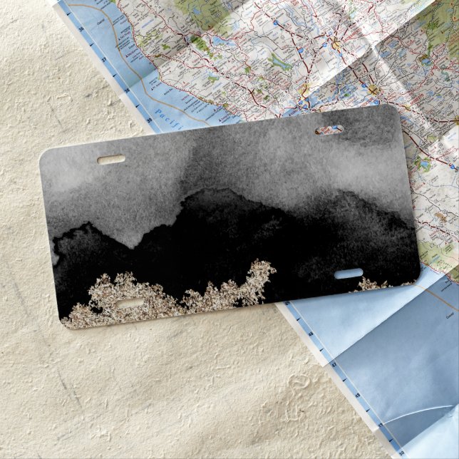 Black gold peaks license plate (In Situ)