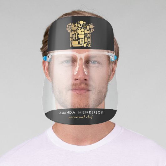 Black & Gold Personal Chef Face Shield (Insitu)