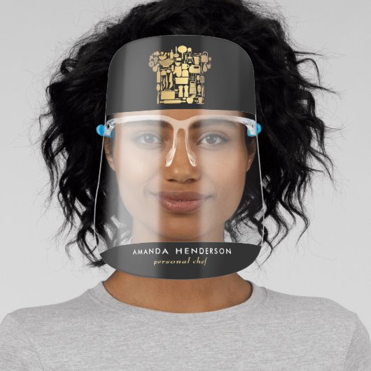 Black & Gold Personal Chef Face Shield (Insitu)