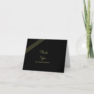 Black Gold Personalized Blank Thank You Cards