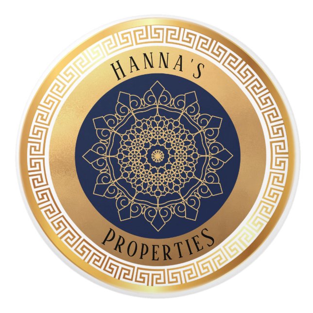 Black Gold Personalized Ceramic Knob (Front)