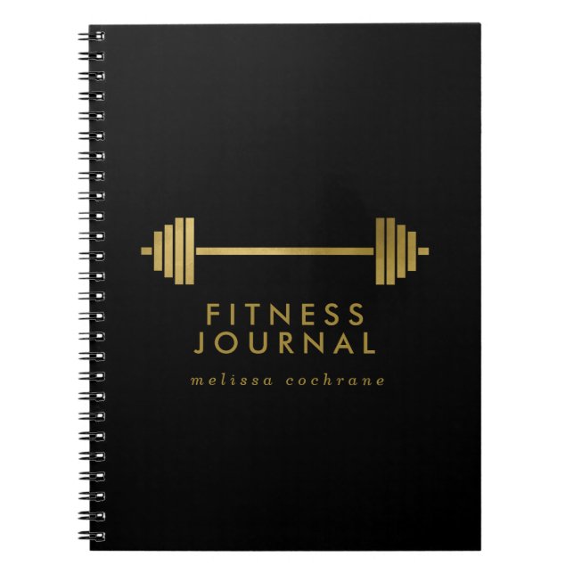 Black & Gold Personalized Fitness Journal (Front)