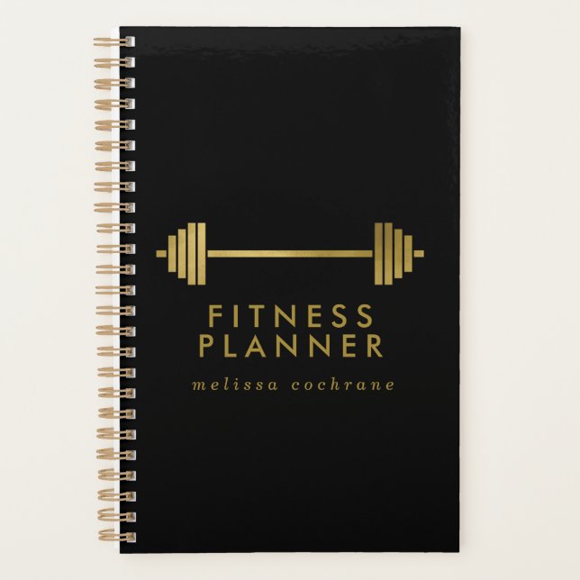 Black & Gold Personalized Fitness Planner (Front)