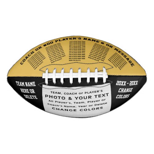 Black Gold Personalized Football with Picture