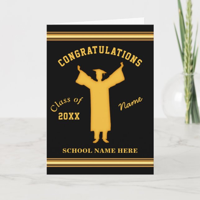 Black Gold, Personalized Graduation Cards for Him (Front)