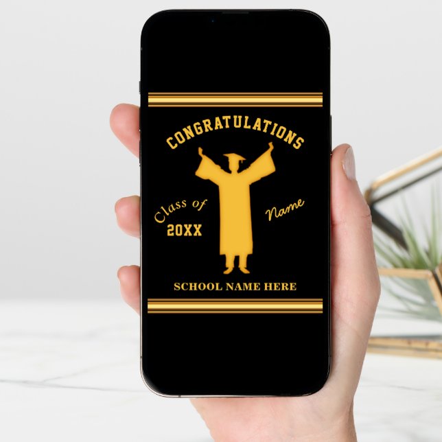 Black Gold, Personalized Graduation Cards for Him (Front Digital)