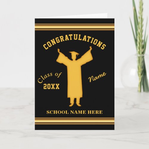 Black Gold Personalized Graduation Cards for Him