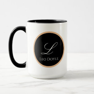Black & Gold Personalized Initial Name Logo Custom Mug