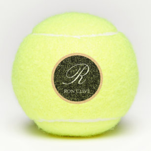 Black & Gold Personalized Initial Name Logo Custom Tennis Balls