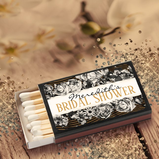 Black & Gold Personalized Luxury Bridal Shower Matchboxes (Creator Uploaded)