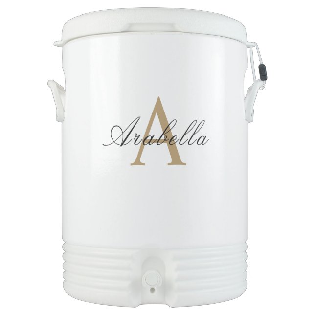 Black Gold  Personalized Monogram  Name  Beverage Cooler (Front)