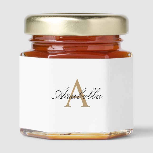Black Gold  Personalized Monogram  Name  Honey Jar Favors (Front)