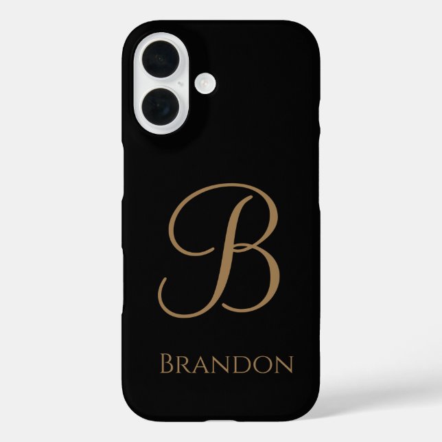 Black Gold Personalized Name and Monogram Case-Mate iPhone Case (Back)