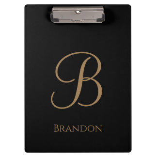 Black Gold Personalized Name and Monogram Clipboard