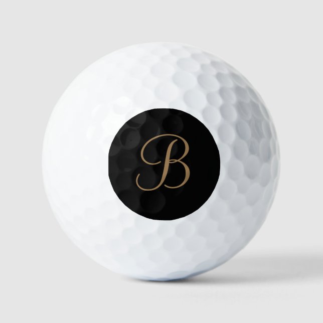 Black Gold Personalized Name and Monogram Golf Balls (Front)