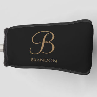Black Gold Personalized Name and Monogram Golf Head Cover