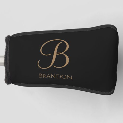 Black Gold Personalized Name and Monogram Golf Head Cover
