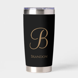 Black Gold Personalized Name and Monogram Insulated Tumbler