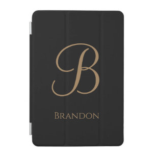 Black Gold Personalized Name and Monogram iPad Mini Cover