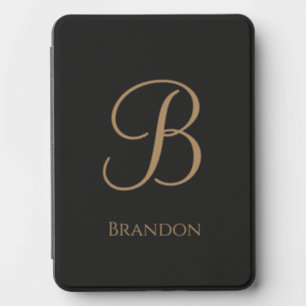 Black Gold Personalized Name and Monogram Kindle Cover