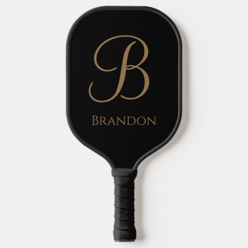 Black Gold Personalized Name and Monogram Pickleball Paddle