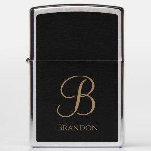 Black Gold Personalized Name and Monogram Zippo Lighter
