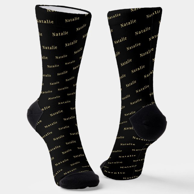 Black Gold Personalized Name Socks Custom Text (Angled)
