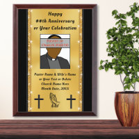 Black Gold Personalized Pastor Anniversary Plaques