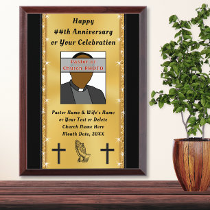 Black Gold Personalized Pastor Anniversary Plaques