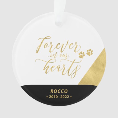 Black  Gold Pet Dog Memorial Photo Ornament