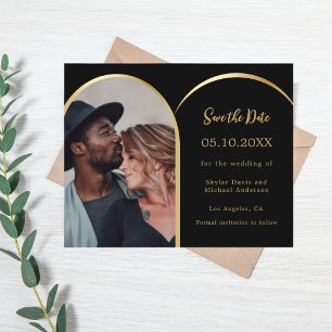 Black Gold Photo arch wedding Save the Date Flyer