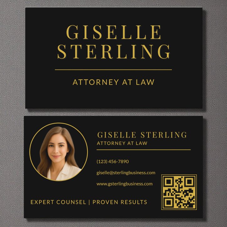 Black Gold Photo Attorney At Law QR Code Business Card