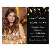 Black gold photo birthday budget Save the Date Flyer (Front)