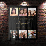 Black gold photo collage friends birthday party tapestry<br><div class="desc">A gift from friends for a woman's 21st (or any age) birthday, celebrating her life with a collage of 6 of your high quality photos of her, her friends, family, interest or pets. Personalize and add her name, age 21 and your names. Golden text. A chic, classic black background color....</div>