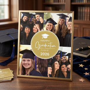 Black Gold Photo Collage Happy Graduation Print