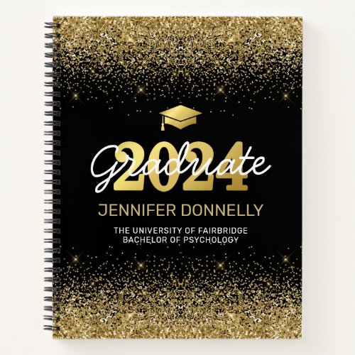 Black  Gold Photo Graduation Guest Book