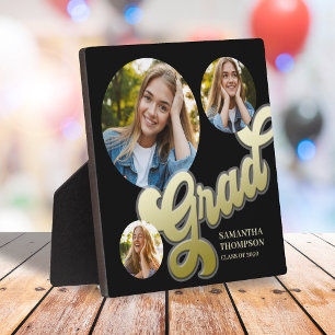 Black & Gold Photo Graduation Party Decor Plaque