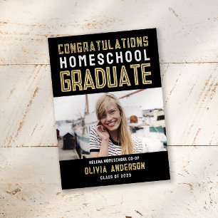 Black Gold Photo Homeschool Graduation Announcement