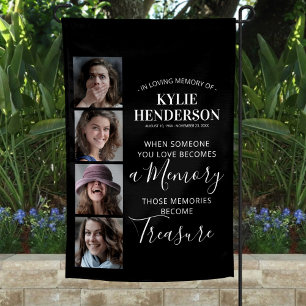 Black Gold Photo Memorial Tribute Garden Flag